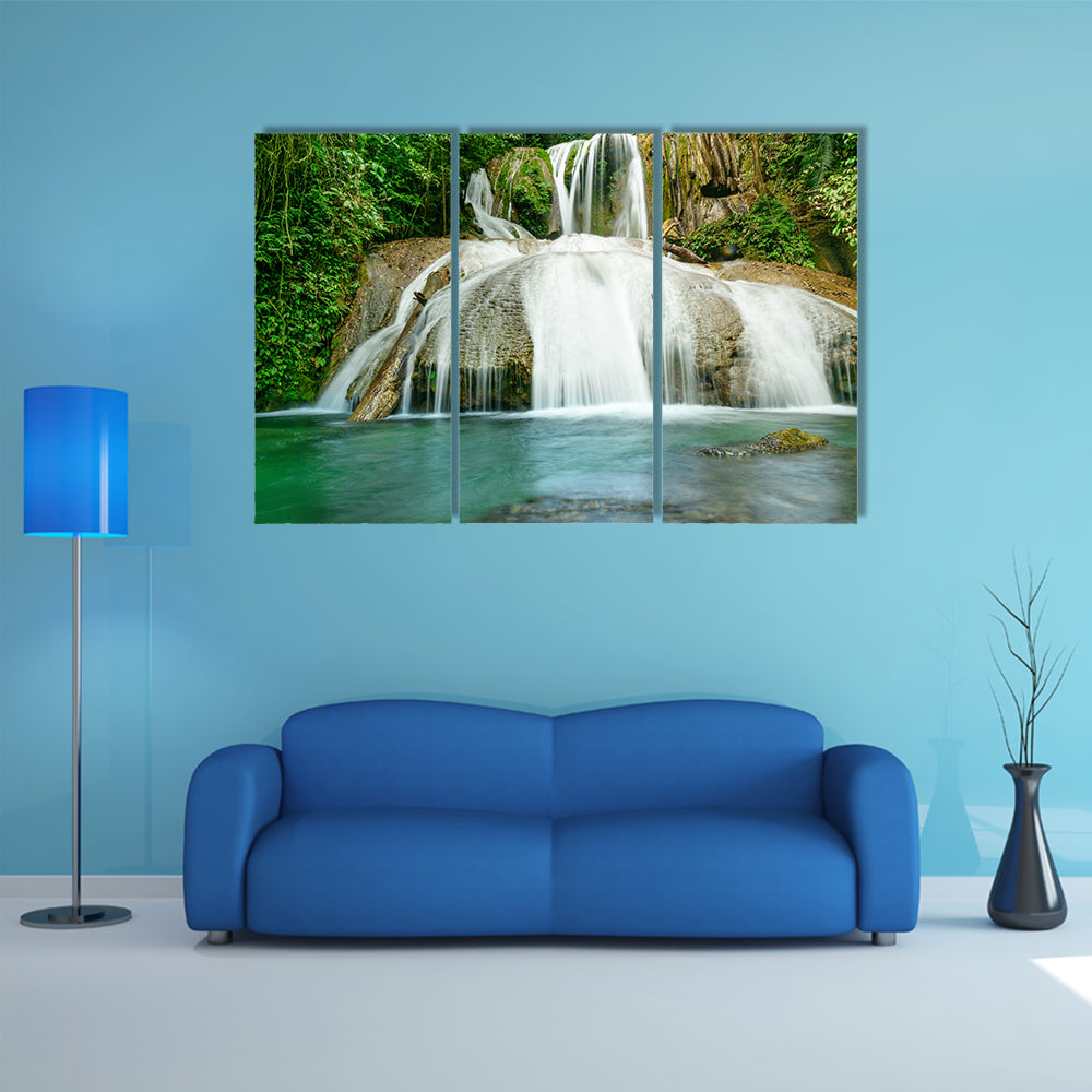 Saluopa Waterfall in Tentena, Central Sulawesi Indonesia multi panel canvas wall art