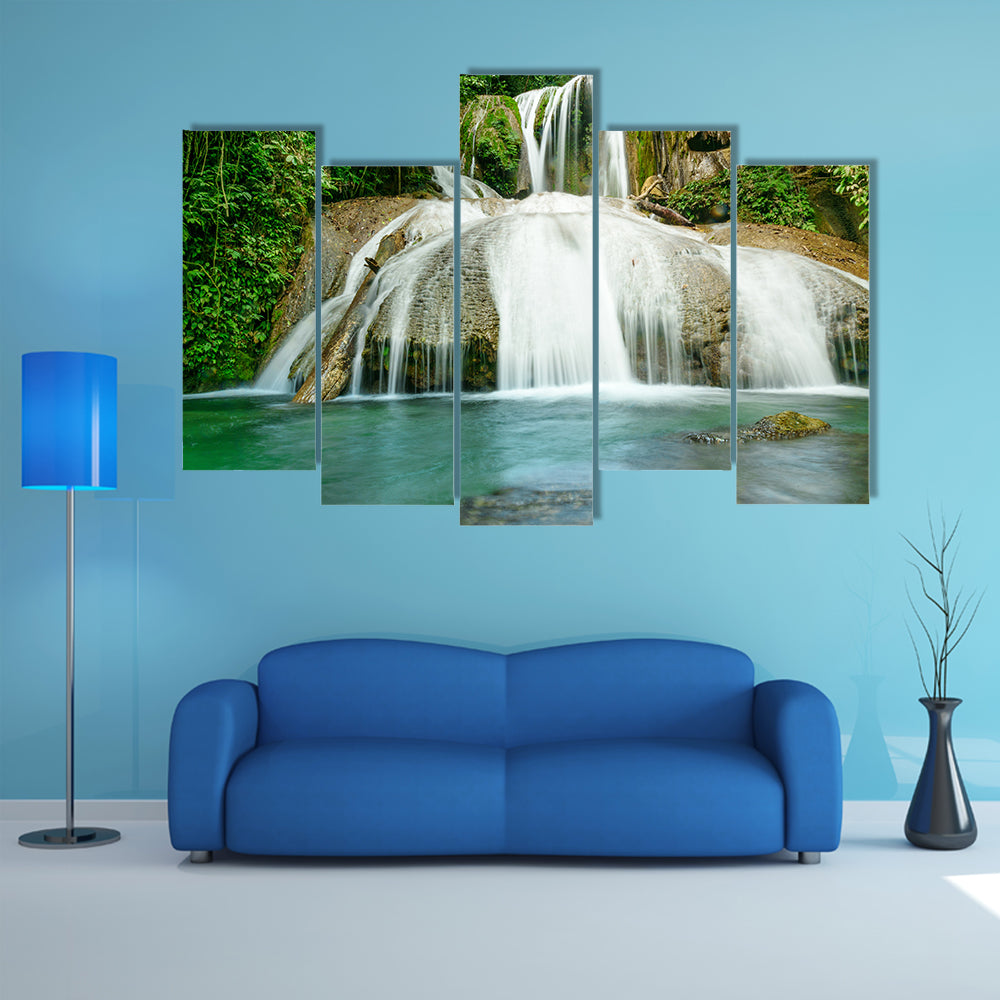Saluopa Waterfall in Tentena, Central Sulawesi Indonesia multi panel canvas wall art