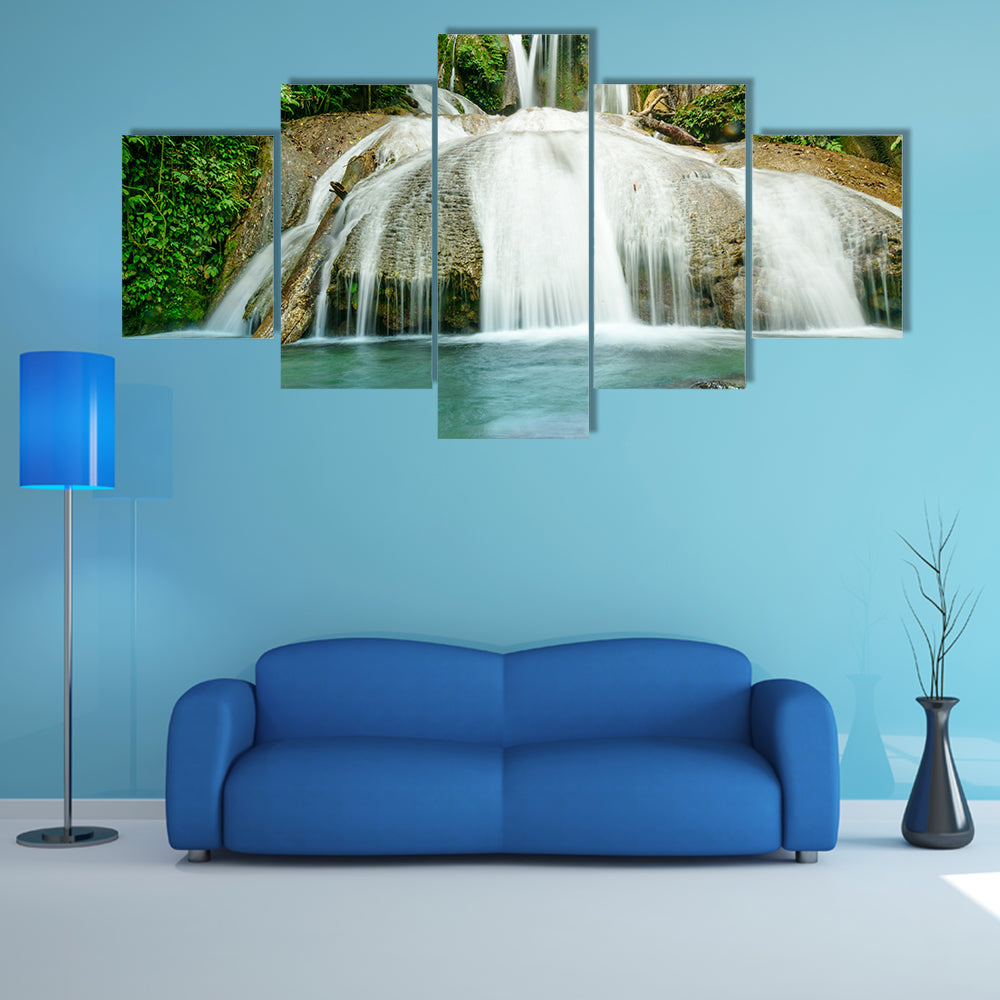 Saluopa Waterfall in Tentena, Central Sulawesi Indonesia multi panel canvas wall art
