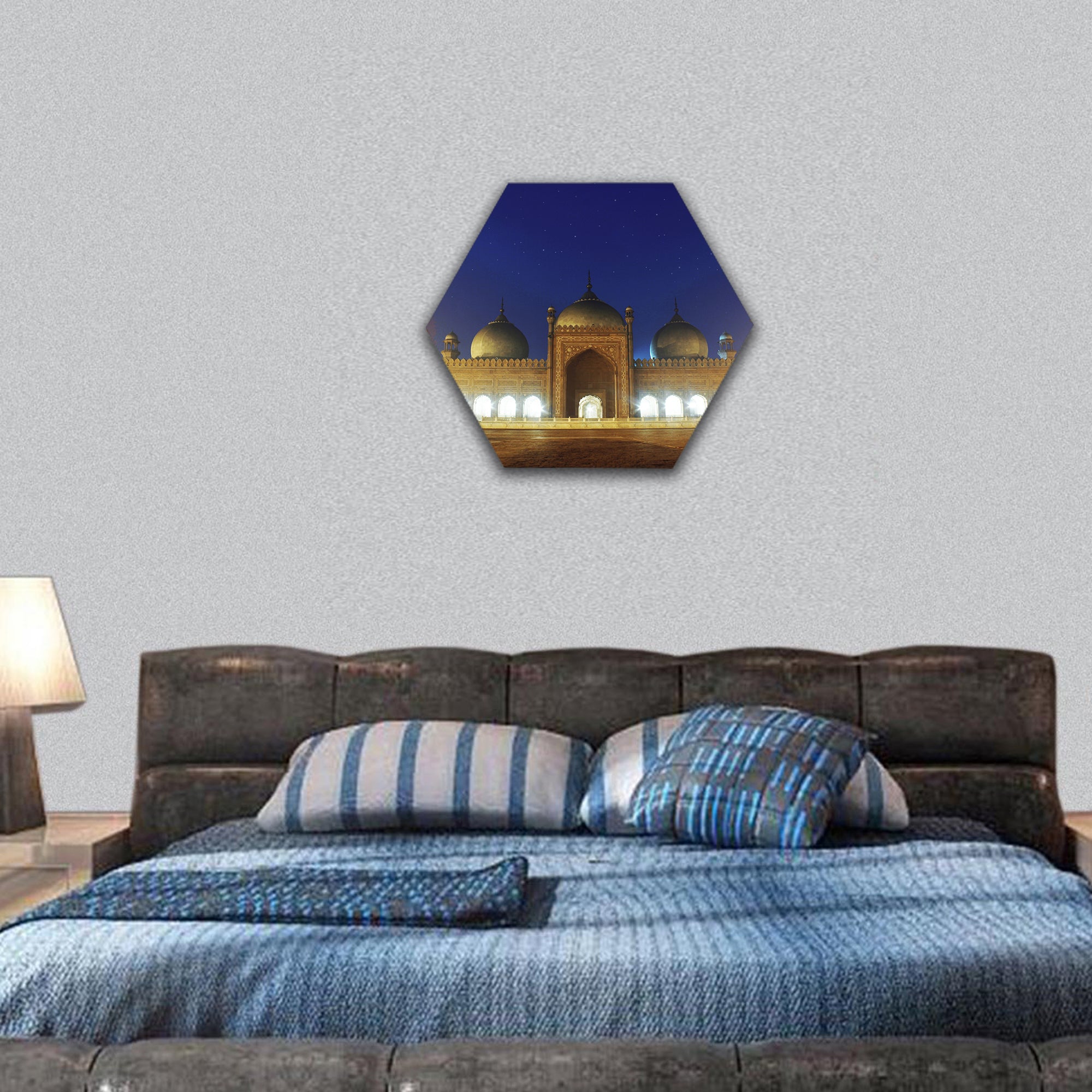 view of Badshahi Mosque, Lahore , Pakistan hexagonal canvas wall art