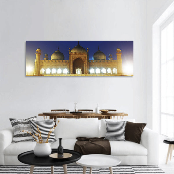 Night view of Badshahi Mosque panoramic canvas wall art