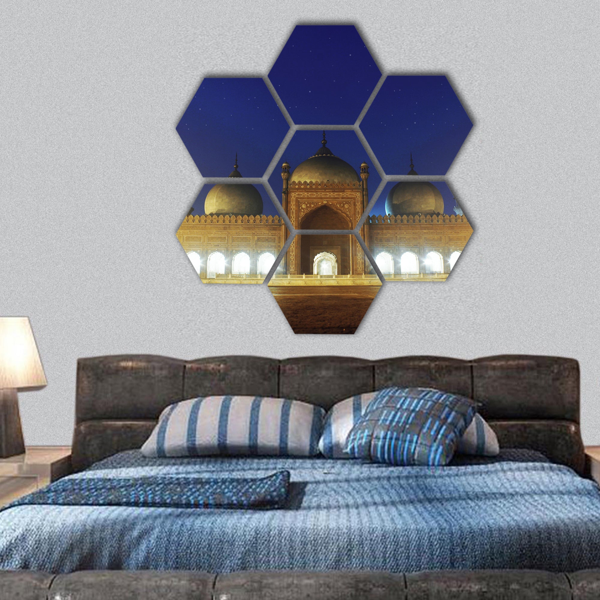 view of Badshahi Mosque, Lahore , Pakistan hexagonal canvas wall art