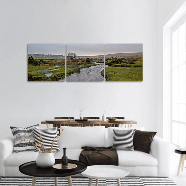High stream river on Dartmoor, England UK panoramic canvas wall art