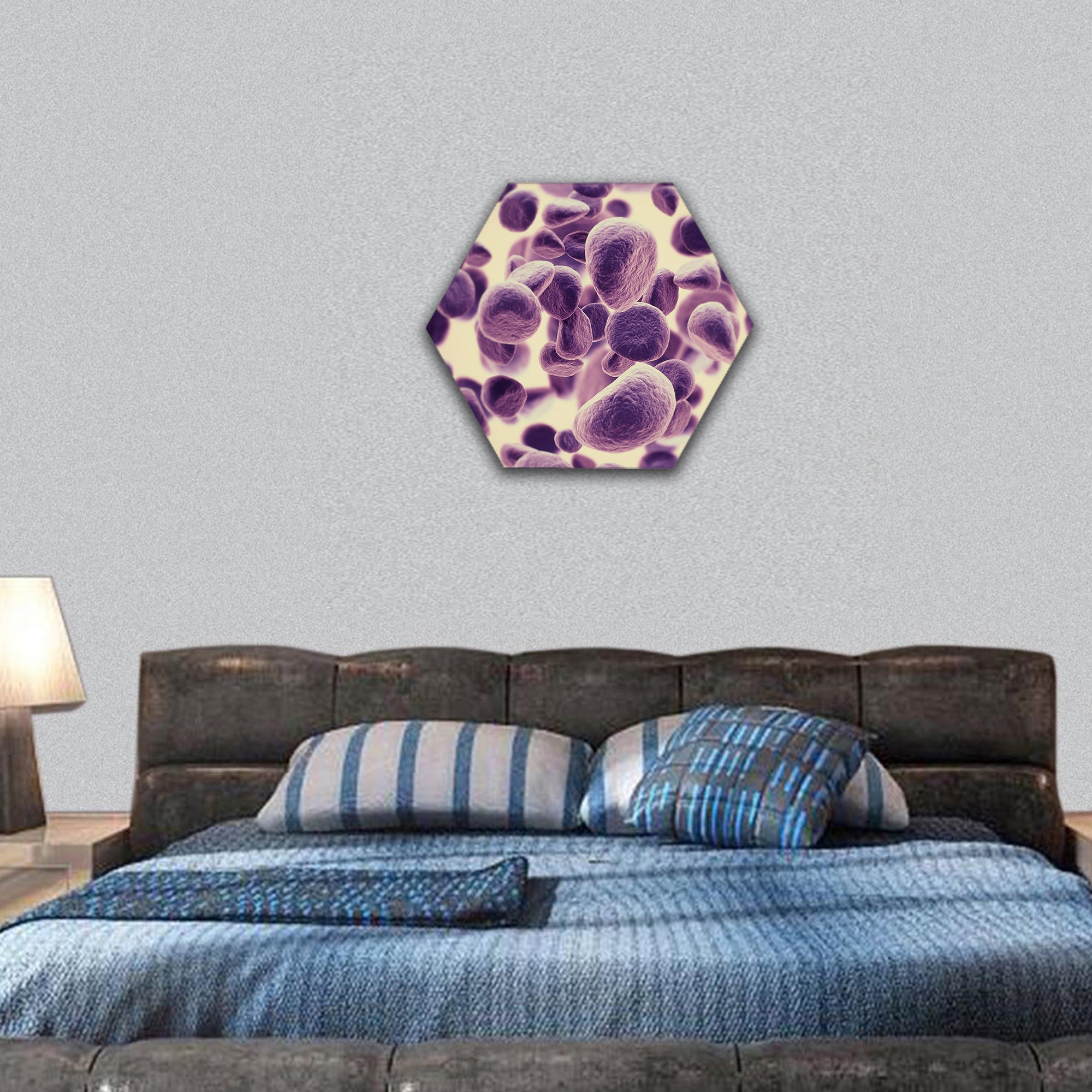 Cancer cells spreading hexagonal canvas wall art