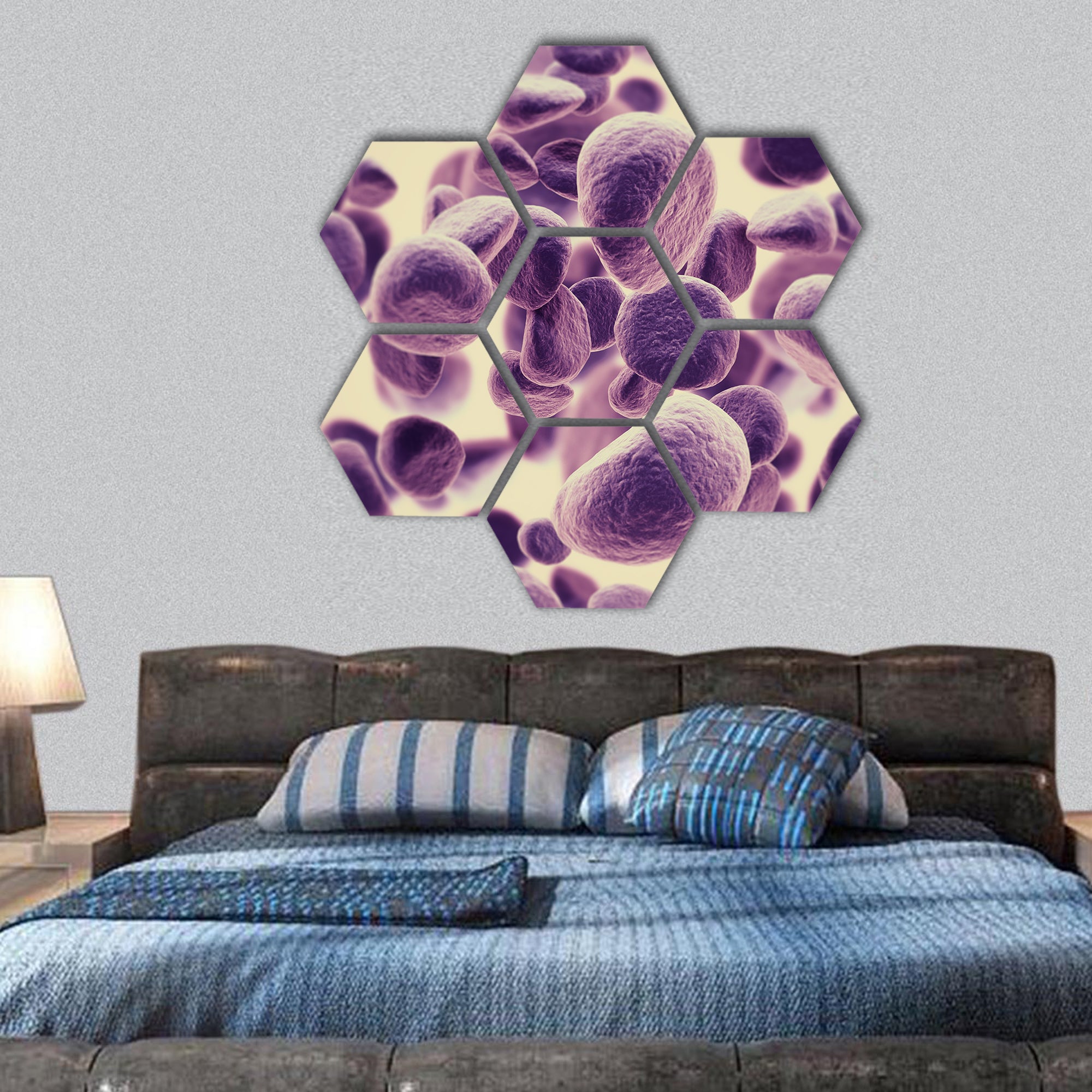 Cancer cells spreading hexagonal canvas wall art