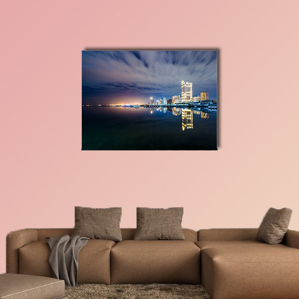 Manila Bay at night, seen from Harbour Square, in the Philippines multi panel canvas wall art