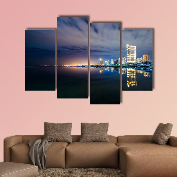 Manila Bay at night, seen from Harbour Square, in the Philippines multi panel canvas wall art