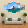 Surfer on Amazing Blue Wave, Bali island Multi panel canvas wall art