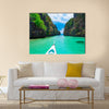 Boat trip in blue lagoon, Palawan, Philippines multi panel canvas wall art