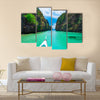 Boat trip in blue lagoon, Palawan, Philippines multi panel canvas wall art