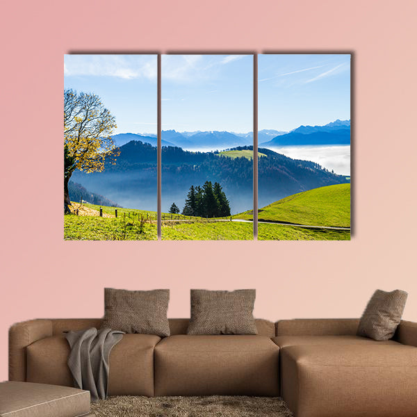 Unique panoramic skyline cloudscape view of Swiss Alps wall art