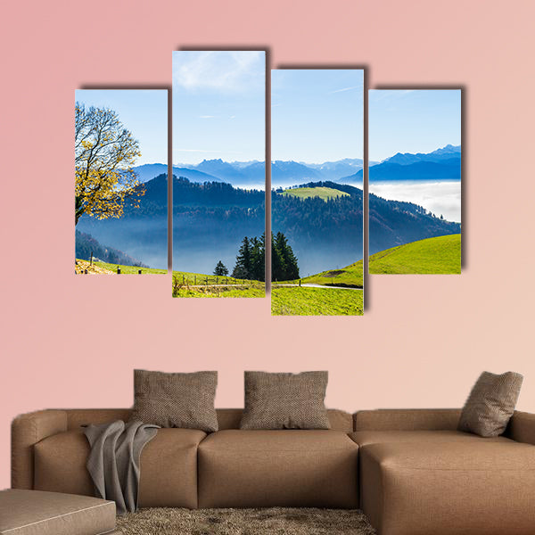 Unique panoramic skyline cloudscape view of Swiss Alps wall art