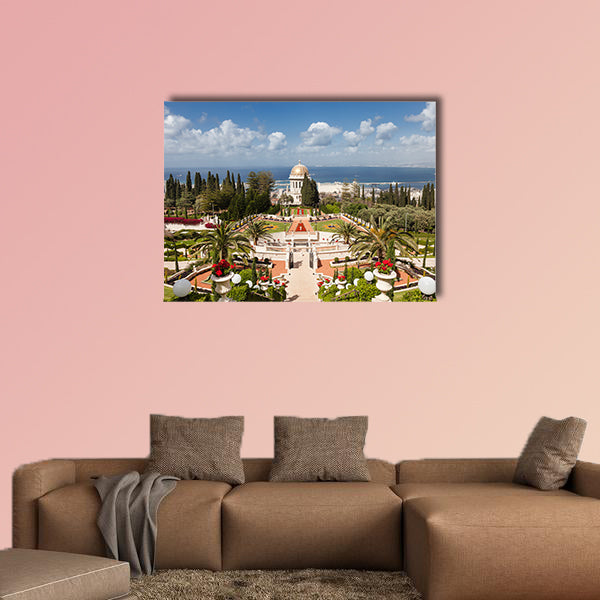 Top view of the Bahai Garden and Haifa, Israel multi panel canvas wall art