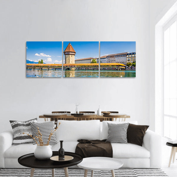 Historic city center of Lucerne with famous Chapel Bridge Panoramic Canvas Wall Art