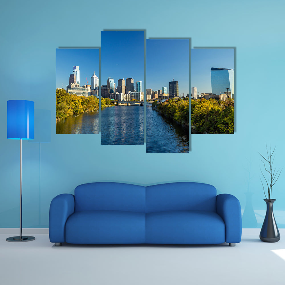 Downtown Skyline of Philadelphia, Pennsylvania multi panel canvas wall art