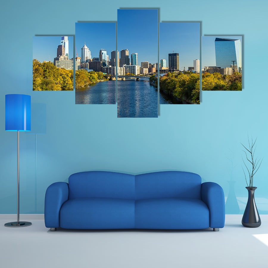 Downtown Skyline of Philadelphia, Pennsylvania multi panel canvas wall art