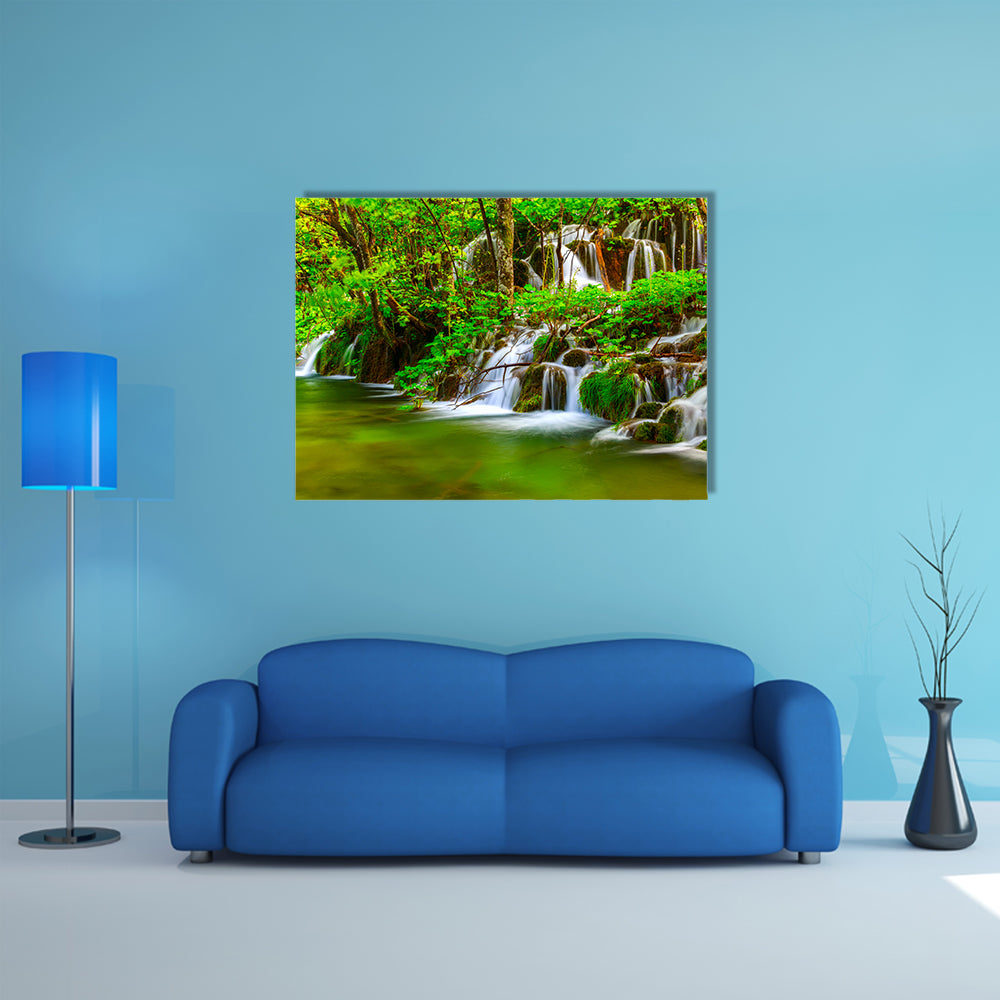 Waterfalls In Plitvice National Park Croatia Multi Panel Canvas Wall Art