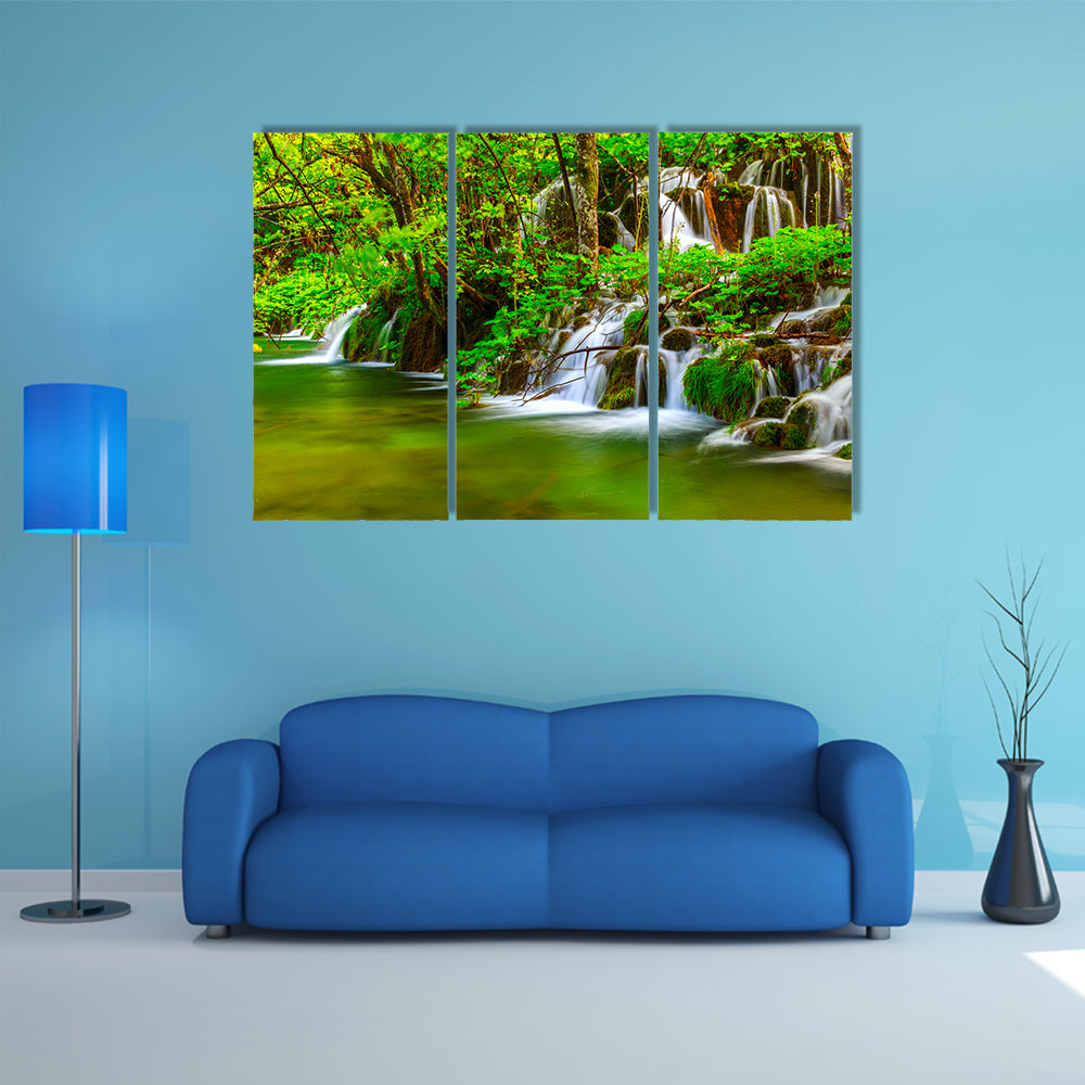 Waterfalls In Plitvice National Park Croatia Multi Panel Canvas Wall Art