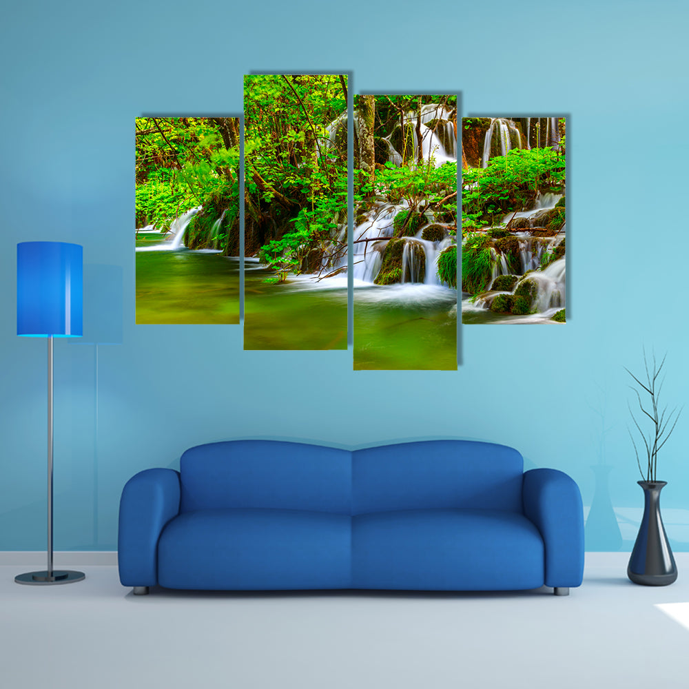 Waterfalls In Plitvice National Park Croatia Multi Panel Canvas Wall Art