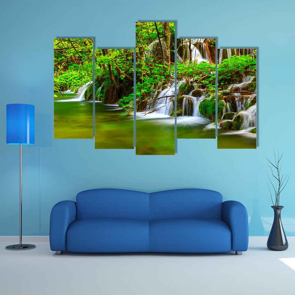 Waterfalls In Plitvice National Park Croatia Multi Panel Canvas Wall Art