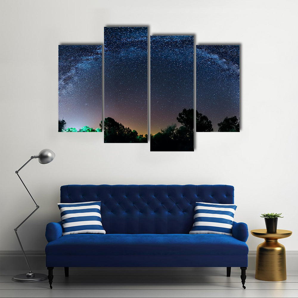 Beautiful Panoramic Milky Way Scenery Multi Panel Canvas Wall Art