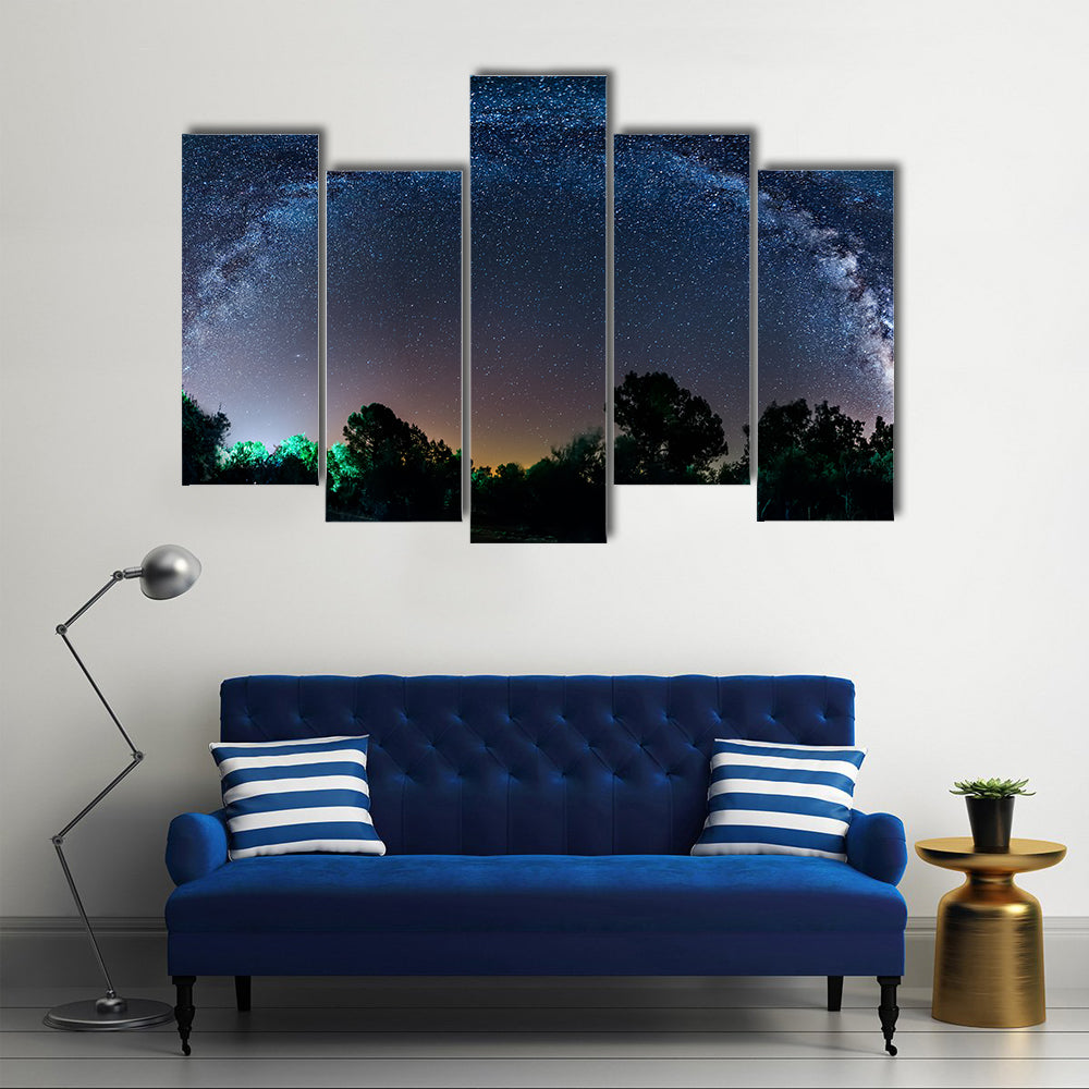 Beautiful Panoramic Milky Way Scenery Multi Panel Canvas Wall Art