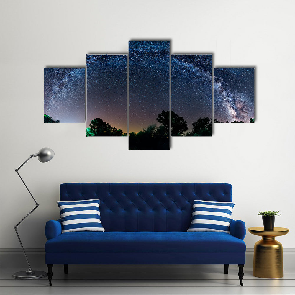 Beautiful Panoramic Milky Way Scenery Multi Panel Canvas Wall Art