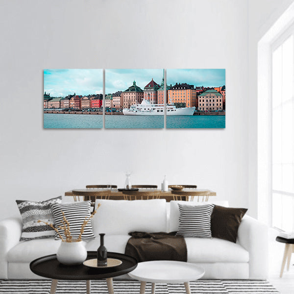 Passenger ship in Stockholm harbour panoramic canvas wall art