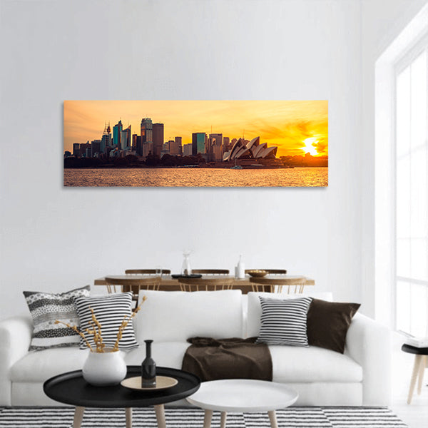 Sydney city view at sunset, NSW, Australia panoramic canvas wall art