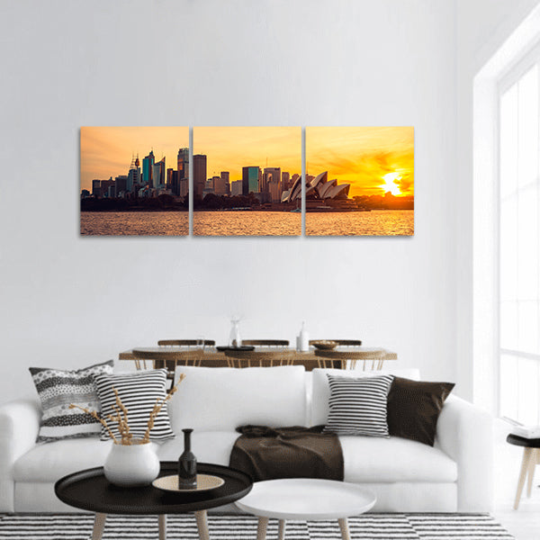 Sydney city view at sunset, NSW, Australia panoramic canvas wall art