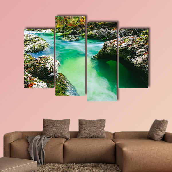 Amazing view of the river Mostnica Mostnice Korita multi panel canvas wall art