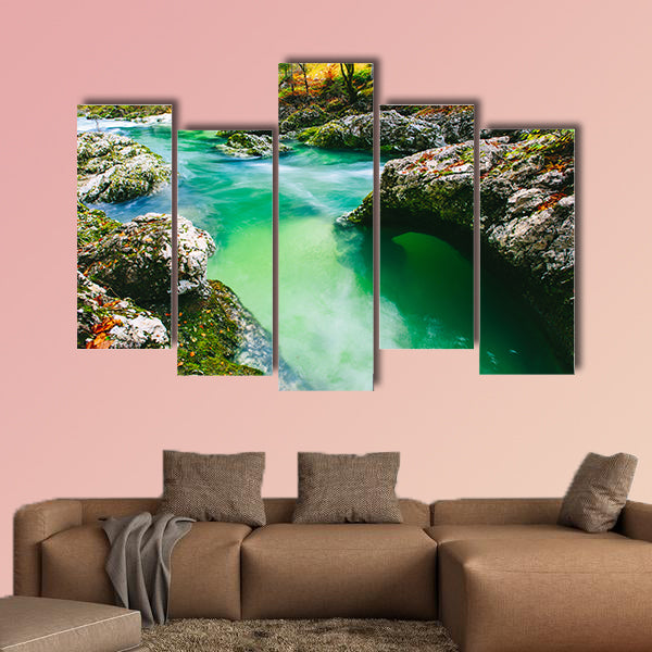 Amazing view of the river Mostnica Mostnice Korita multi panel canvas wall art