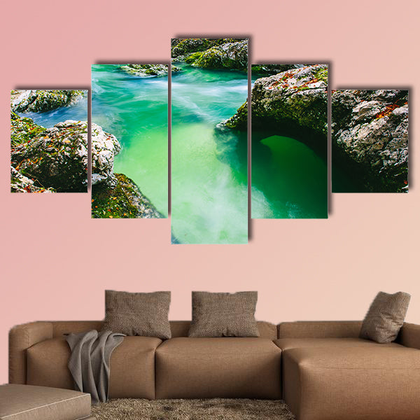 Amazing view of the river Mostnica Mostnice Korita multi panel canvas wall art