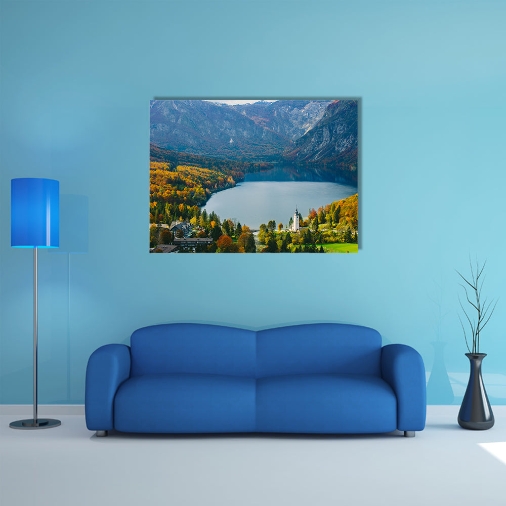 Breathtaking view of the famous Bohinj Lake multi panel canvas wall art
