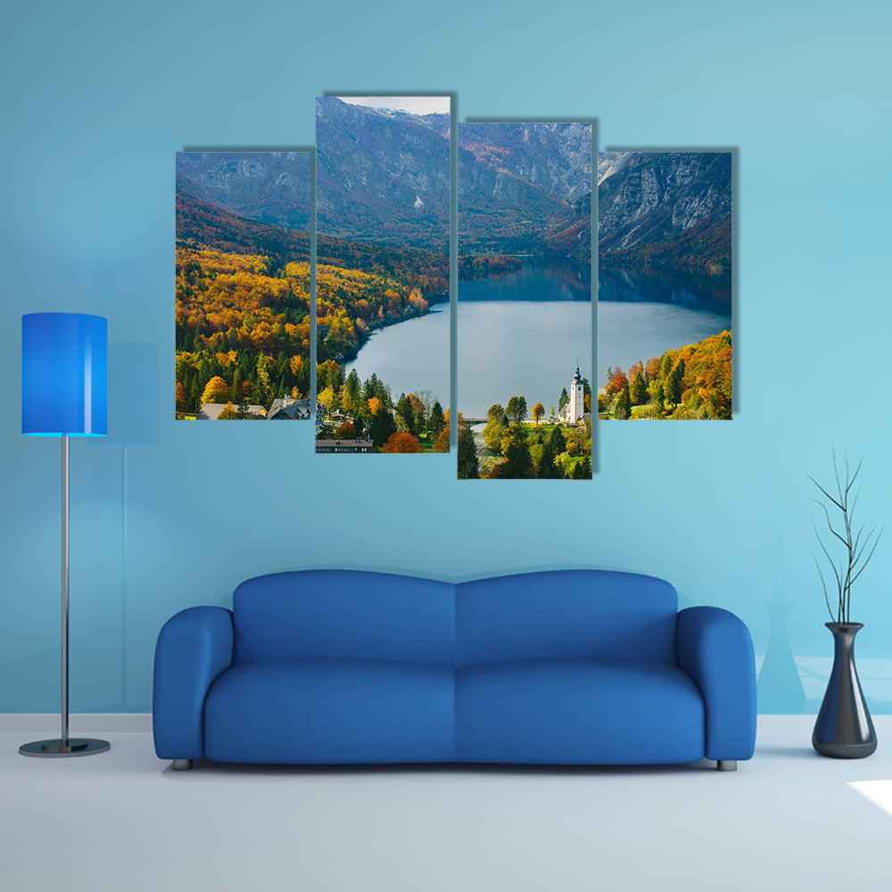 Breathtaking view of the famous Bohinj Lake multi panel canvas wall art