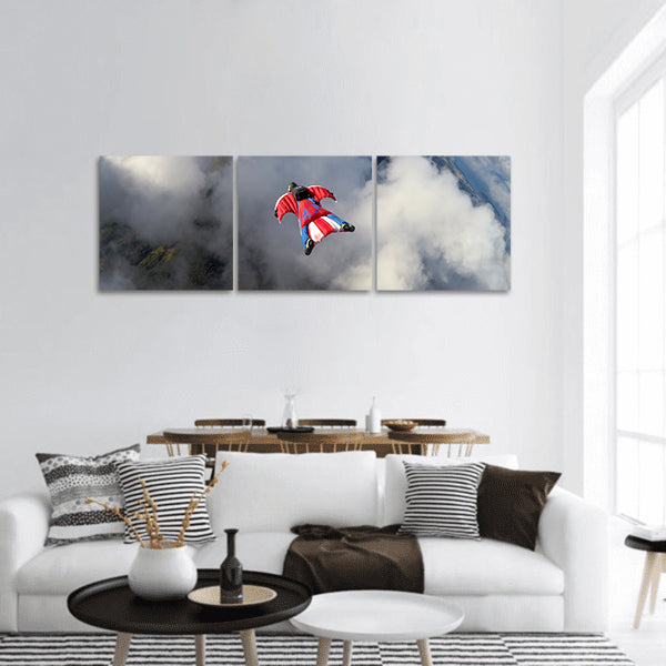 Wingsuit skydiving panoramic canvas wall art