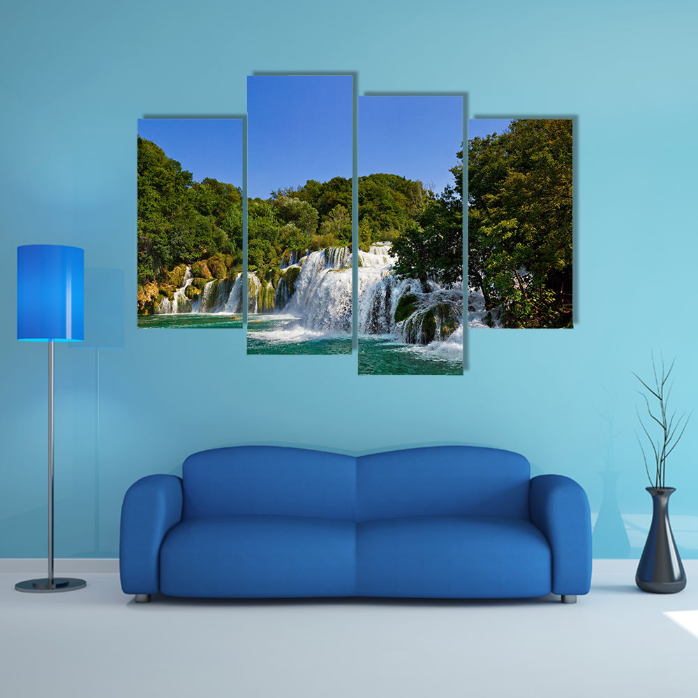 Waterfall Krka In Croatia Multi Panel Canvas Wall Art