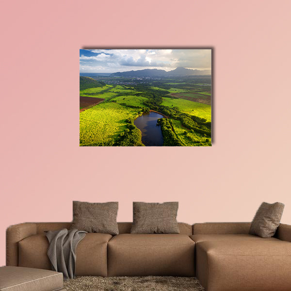 Stunning aerial view of spectacular jungles, Kauai, Hawaii Multi panel canvas wall art