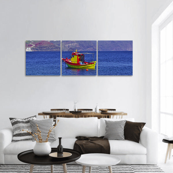 Colorful Boat In Water panoramic canvas wall art