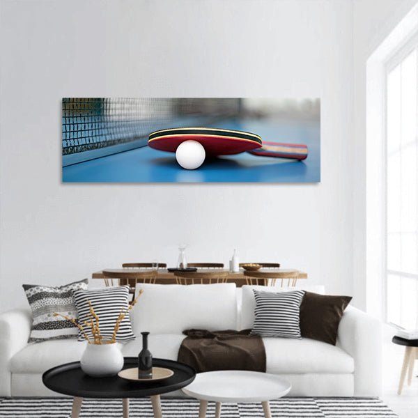 Table Tennis Ball and Bat panoramic canvas wall art
