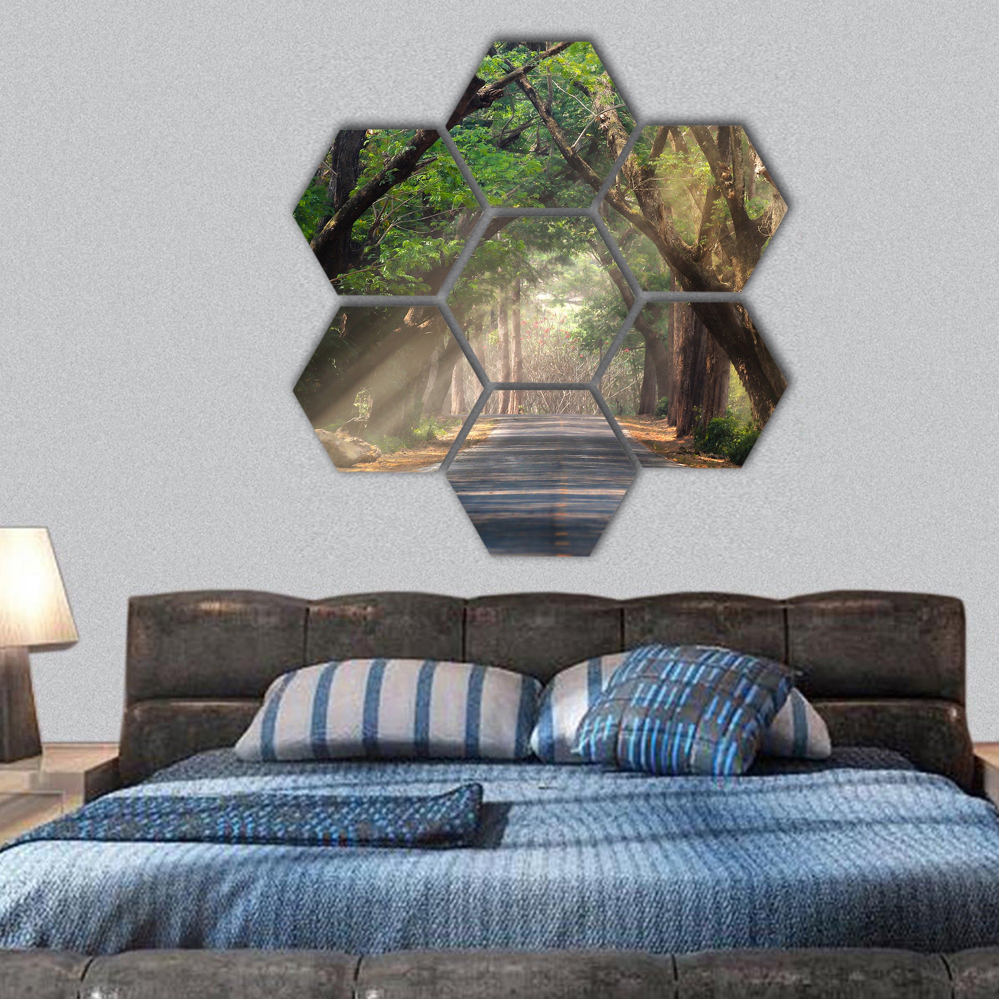 Big tree and beautiful nature hexagonal canvas wall art