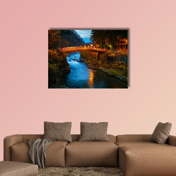Shinkyo (Sacred Bridge) stands at the entrance to Futarasan Shrine multi panel canvas wall art