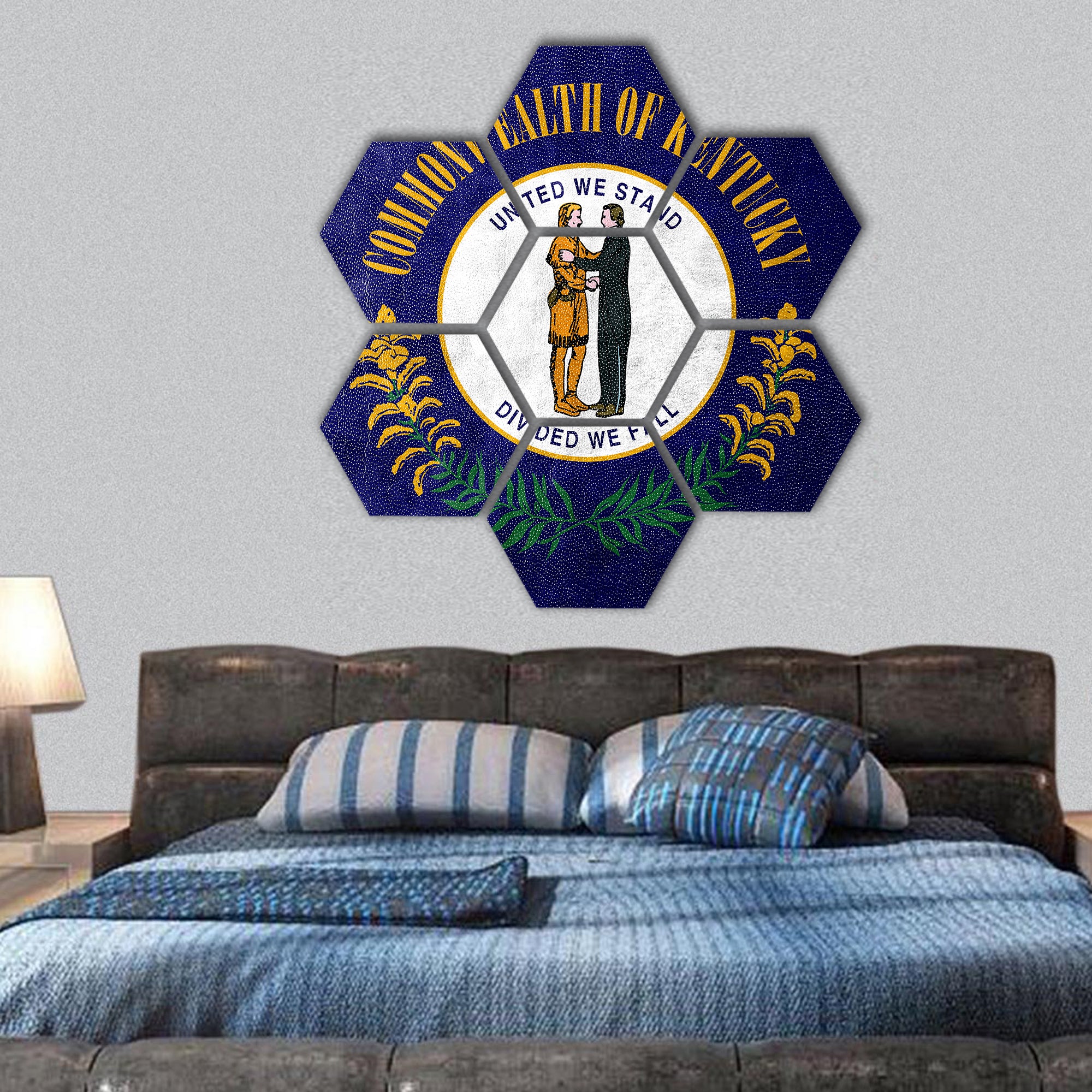 Flag of Kentucky State hexagonal canvas wall art