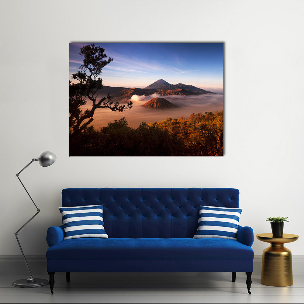 Mount Bromo volcanoes taken in Tengger Caldera, East Java, Indonesia Multi panel canvas wall art