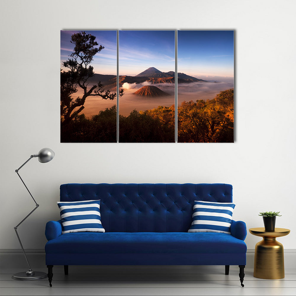 Mount Bromo volcanoes taken in Tengger Caldera, East Java, Indonesia Multi panel canvas wall art