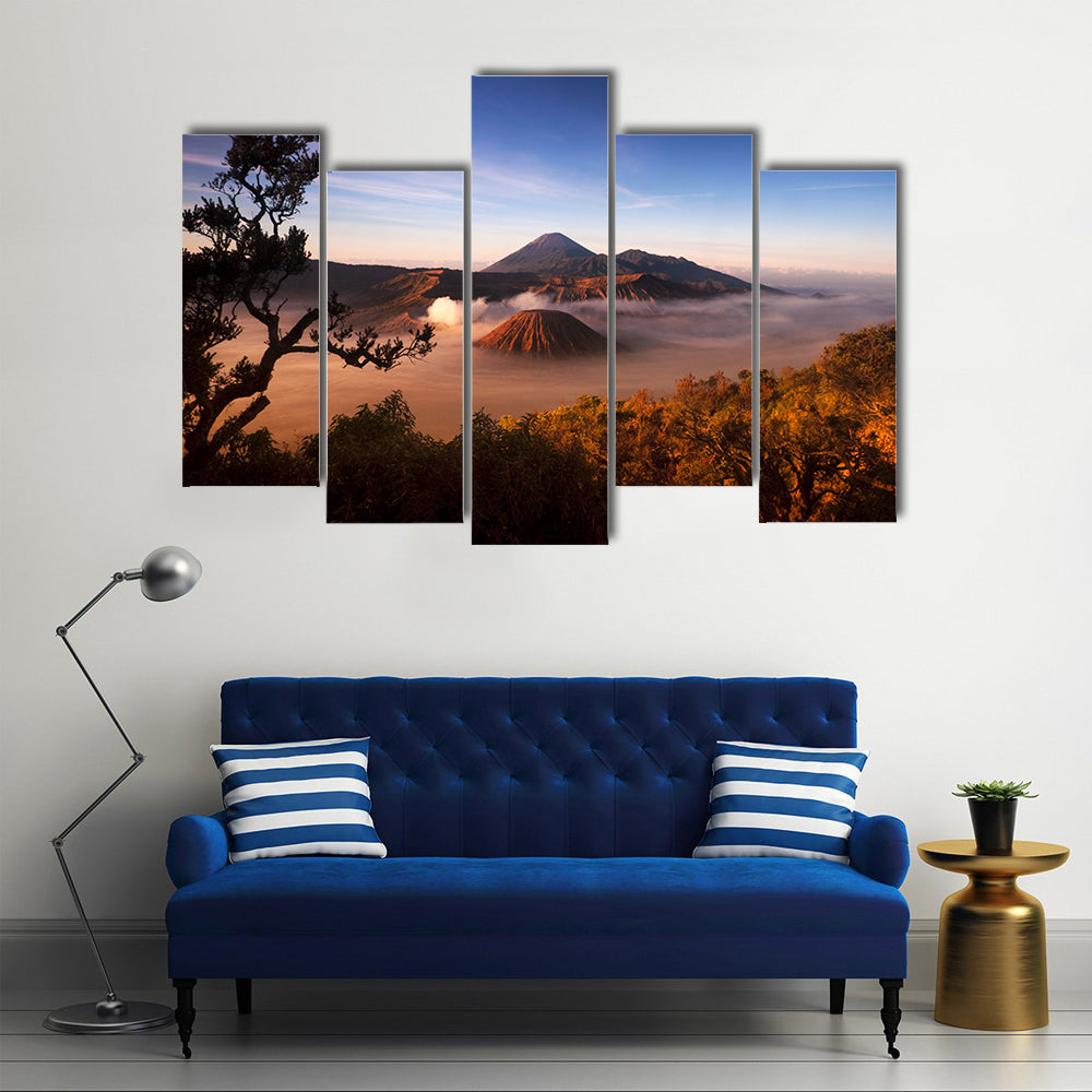 Mount Bromo volcanoes taken in Tengger Caldera, East Java, Indonesia Multi panel canvas wall art
