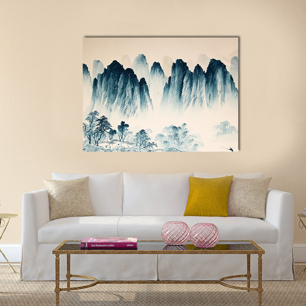 Chinese landscape watercolor painting Multi Panel Canvas Wall Art