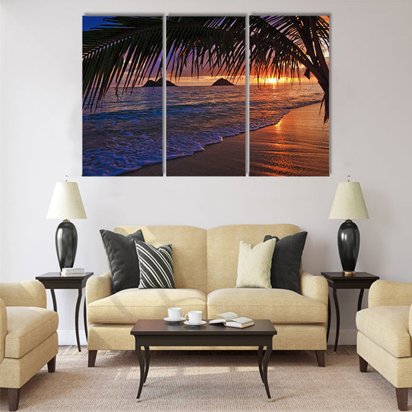 Pacific sunrise at Lanikai beach, Hawaii Multi Panel Canvas Wall Art
