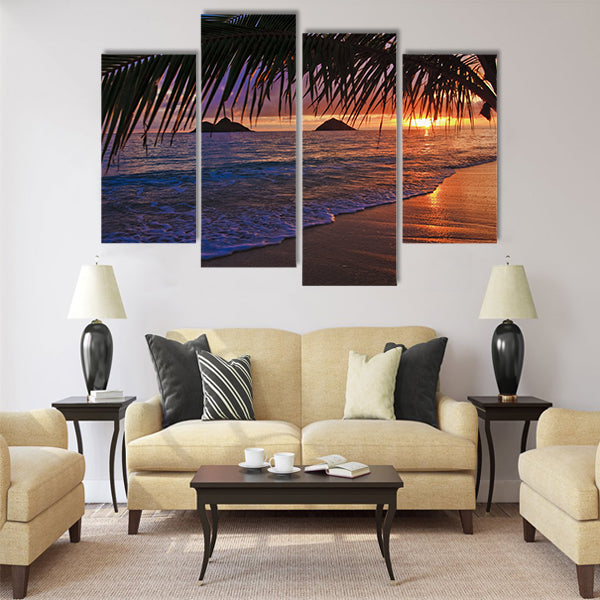 Pacific sunrise at Lanikai beach, Hawaii Multi Panel Canvas Wall Art