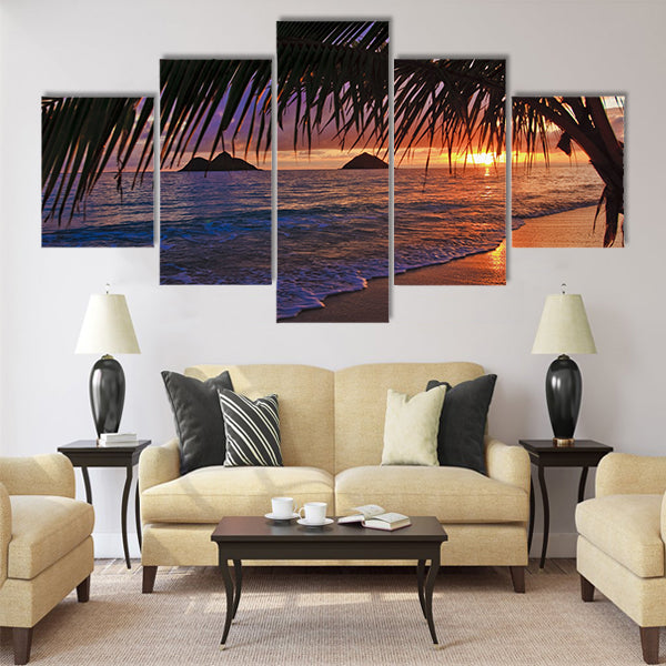 Pacific sunrise at Lanikai beach, Hawaii Multi Panel Canvas Wall Art